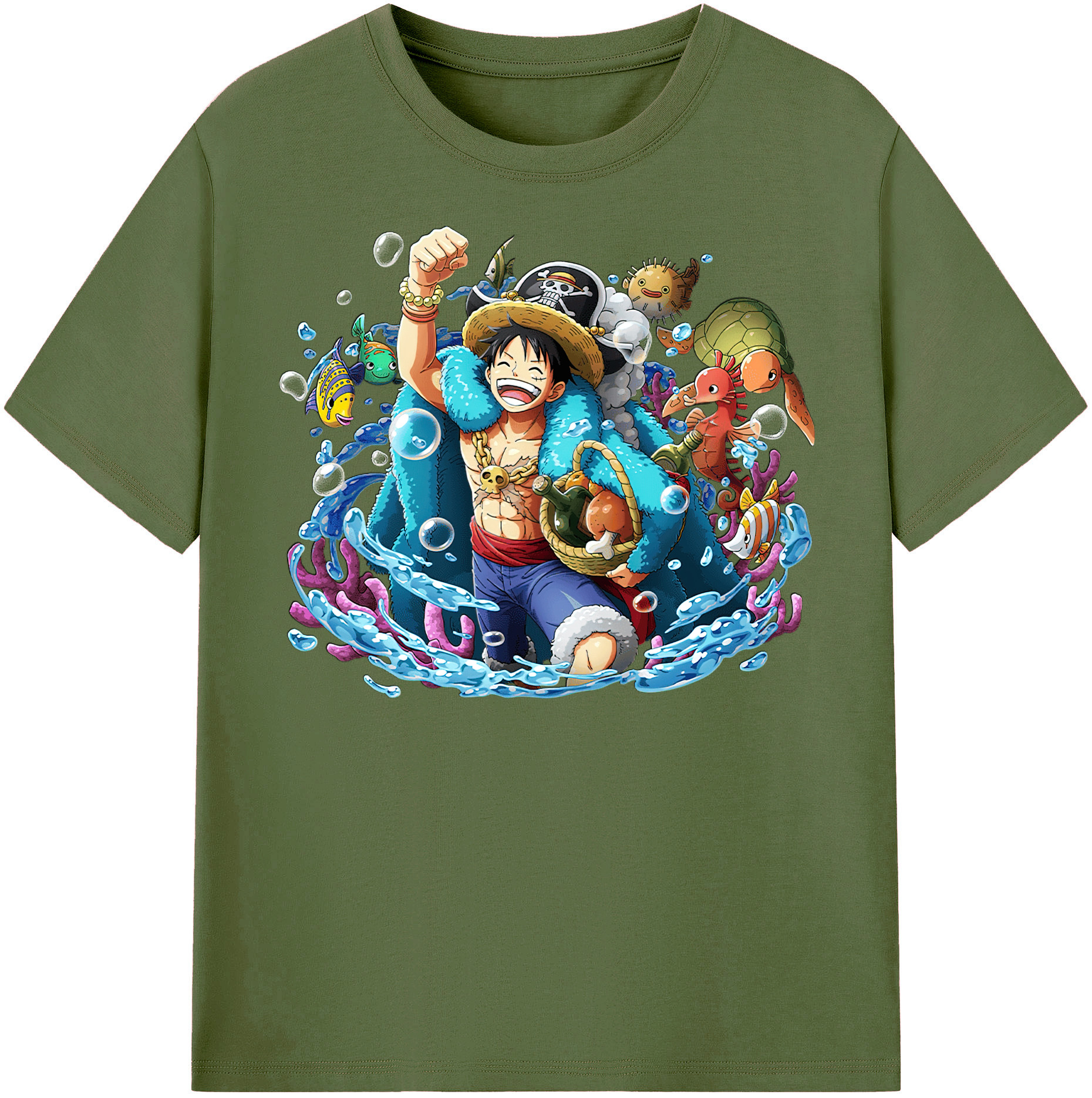 ワンピース モンキー・D・ルフィ ONE PIECE Monkey D. Luffy 綿100％半袖Tシャツ（フロントプリント）